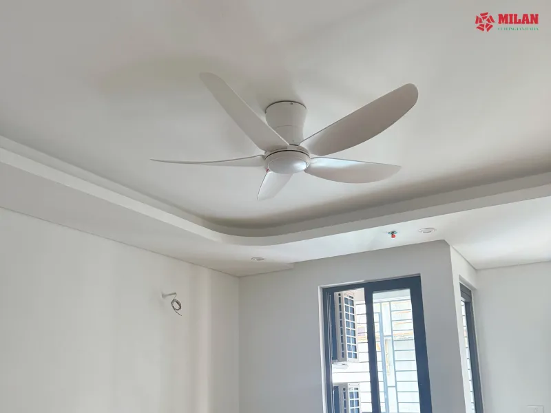 Quạt trần cho chung cư mini vận hành êm ái nhờ động cơ DC.